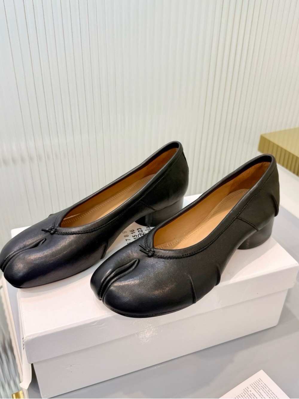 Maison Martin Margiela Black Split-Toe Low Block Heel Pumps